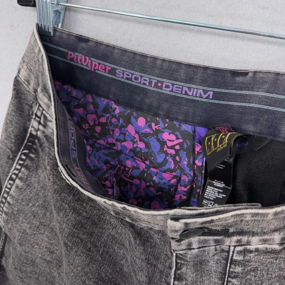 Pit Viper Mens Medium Gray Acid Wash Sport Denim Jogger Pants Streetwear Y2K